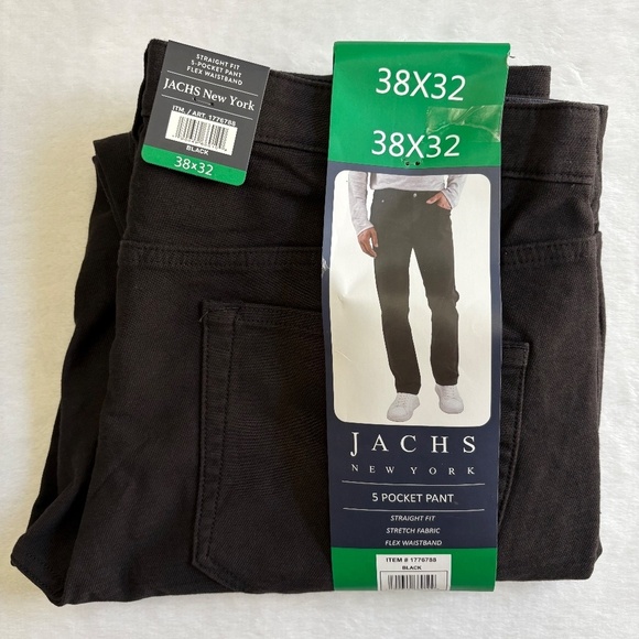 Jachs New York 38x32 5-Pocket Pants, Straight Fit, Flex Waistband, Black NWT - Picture 3 of 16